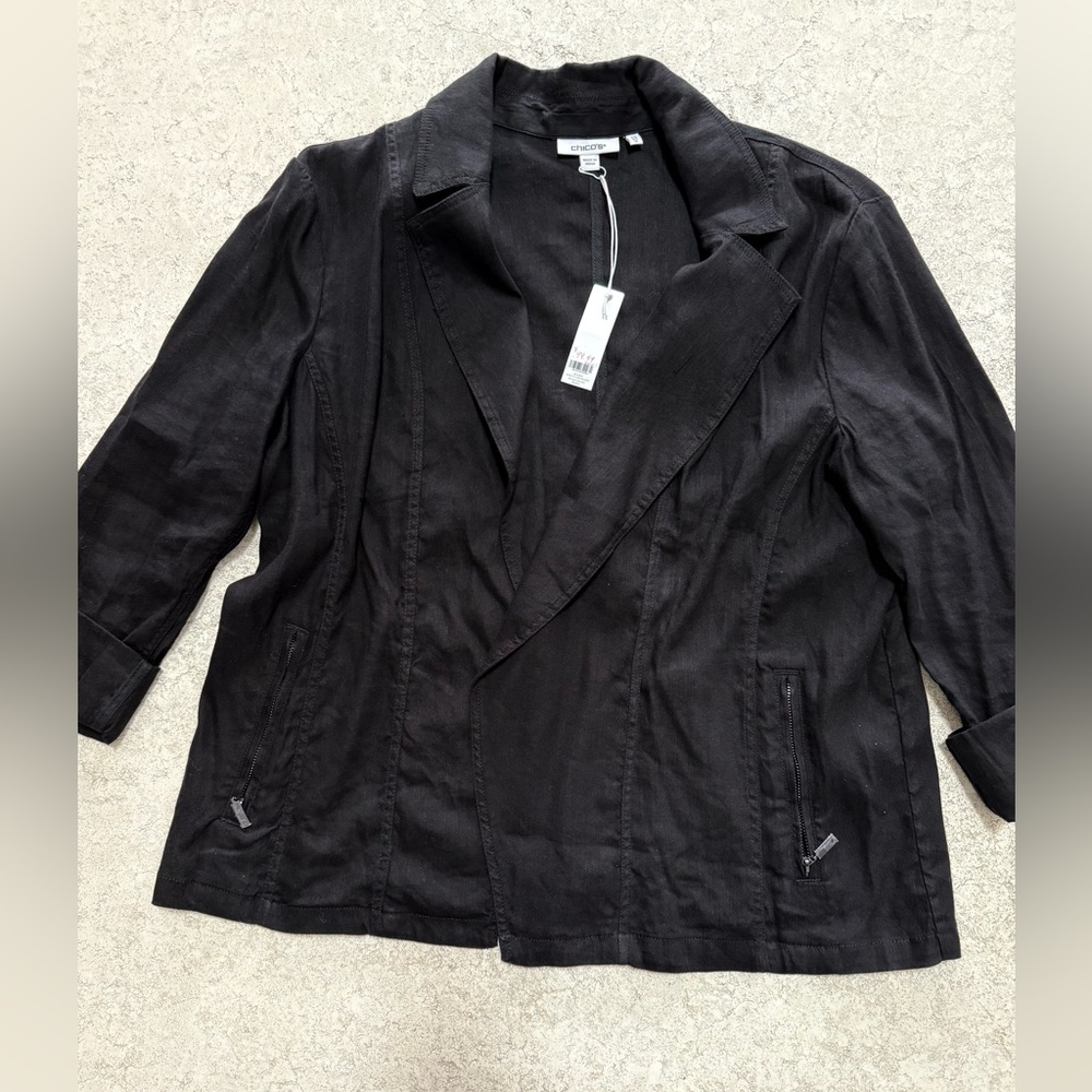 Chico's NWT light weight Black Women's 3/4 sleeve Blazer